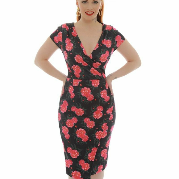 Lindy Bop Dresses & Skirts - Lindy Bop camellia print wiggle size 8 UK